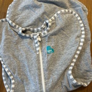 Love to Dream Gray Swaddle with Checkered Trim